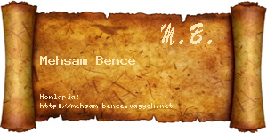 Mehsam Bence névjegykártya